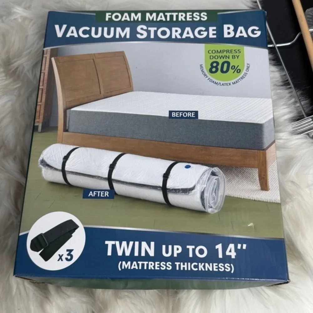 Meersburg Twin Vacuum Mattress Storage Bag for Foam Mattress up to 14 Inch Thick